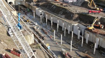 Łódź tunel - widok z drona na budowę przystanku Koziny fot. Paweł Mieszkowski, Artur Lewandowski