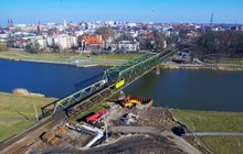 Widok z lotu ptaka na trwające prace przy moście nad Odrą, 14.02.2022r., Anna Hempel, zdjęcie nr 2