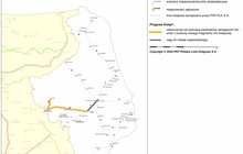 Mapa województwa podlaskiego z projektami zakwalifikowanymi do II etapu Programu Kolej+