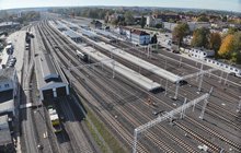Stacja Ełk - widok z drona na nowe tory i perony fot Paweł Chamera PKP Polskie Linie Kolejowe SA