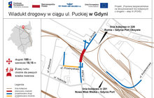 Mapa z wiaduktem drogowym w Gdyni. 