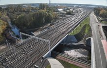 Most na rzece Ełk widok z drona fot Paweł Chamera PKP Polskie Linie Kolejowe SA