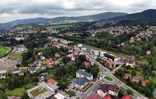 Widok z lotu ptaka na stację kolejową Limanowa, fot. Piotr Hamarnik (2)