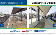 Infografika - Zwiększamy dostępność kolei Czechowice-Dziedzice, zdjęcia ze stacji przed i po inwestycji (2)