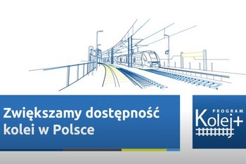 Grafika z napisem: Zwiększamy dostępność kolei w Polsce