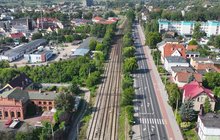 Linia kolejowa nr 18 w Nakle nad Notecią z lotu ptaka. fot. Szymon Danielek PLK