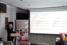 Warsztat OSK w Nysie Dyrekotr Biura Bezxpieczeństwa wyjaśnia zasady bezpiecznego poruszania się w obrębie przejazdów kolejowo-drogowych fot. Przemek Pawlik