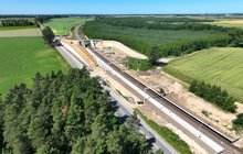 Przystanek Runowo Widok z góry na budowę wiaduktu drogowego oraz nowego przystanku Runowo, fot. Tomasz Kuźma, PLK SA