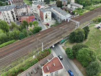 Wiadukt kolejowy przy ul. Granicznej w Katowicach z lotu ptaka, fot. Krzysztof Ścigała