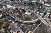 Nowe skrzyżowanie bezkolizyjne przy ul. Kolejowej w Nowym Sączu, widok z lotu ptaka, fot. Krzysztof Dzidek (3)