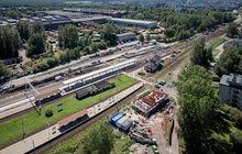 Stacja Katowice Zawodzie z lotu ptaka, widoczny postęp prac na stacji, fot. Łukasz Hachuła