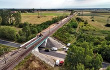 Prace przy wiadukcie kolejowym na odcinku Grybów - Staszów, widok z lotu ptaka, fot. Piotr Hamarnik