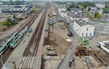 Białystok - widok z drona na prace i pociągi na stacji. fot. Artur Lewandowski PKP Polskie Linie Kolejowe SA