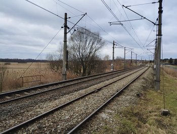 Tory linii kolejowej w miejscowości Trzeciewnica. fot. Przemysław Zieliński PKP PLK