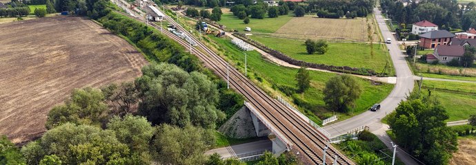 Widok z lotu ptaka na budowę przystanku kolejowego Kraków Kościelniki, fot. Piotr Hamarnik