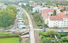 Port Gdańsk, widok na budowę wiaduktu