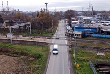 Przejazd kolejowo-drogowy na ul. Blokowej, widok z lotu ptaka, fot. Piotr Hamarnik