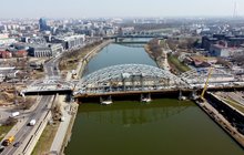 Widok z lotu ptaka na nowe mosty kolejowe w Krakowie, fot. Piotr Hamarnik