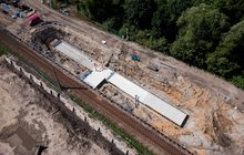 Widok z drona na prace budowlane okolice stacji w Czechowicach-Dziedzicach, Fot. PLK