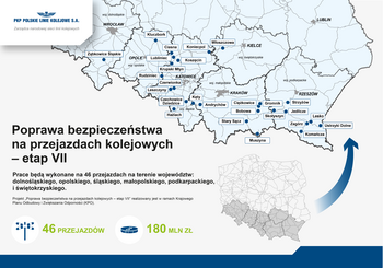 Mapa przejazdów przeznaczonych do przebudowy w ramach zadania finansowanego z KPO_aut. PLK SA