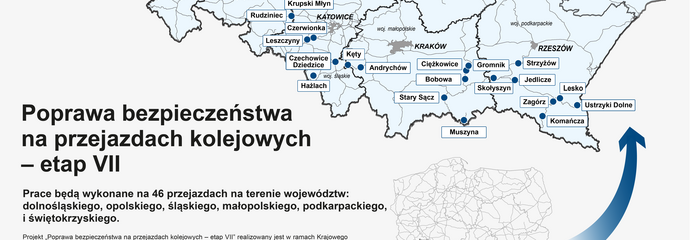 Mapa przejazdów przeznaczonych do przebudowy w ramach zadania finansowanego z KPO_aut. PLK SA