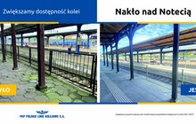 Wiata przy budynku dworca na stacji Nakło nad Notecią przed i po pracach remontowych. fot. Małgorzata Przybysz