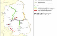 Mapa województwa lubelskiego z projektami zakwalifikowanymi do II etapu Programu Kolej+