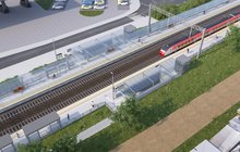 Wizualizacja przystanku Oborniki Miasto z pociągiem_Infra