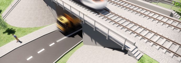 Wizualizacja wiaduktu kolejowego w Sędziszowie. IDOM Wizualizacja wiaduktu kolejowego w Sędziszowie. IDOM