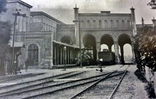 Dworzec krakowski z pierwszą halą peronową, fot. Anton Brand, Wiedeń 1873 r.