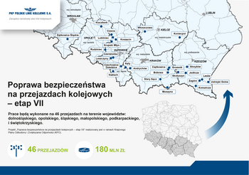 Mapa przejazdów przeznaczonych do przebudowy w ramach zadania finansowanego z KPO_aut. PLK SA