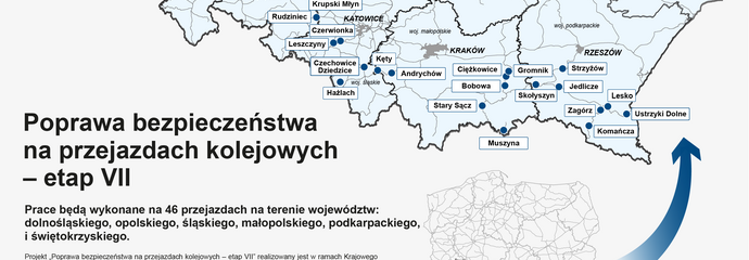 Mapa przejazdów przeznaczonych do przebudowy w ramach zadania finansowanego z KPO_aut. PLK SA