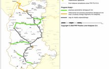 Mapa województwa lubuskiego z projektami zakwalifikowanymi do II etapu Programu Kolej+