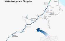 Mapa trasy Kościerzyna-Gdynia. Autor: Wojciech Jankowski PLK