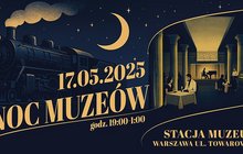 Grafika z datą 17 maja i napisem Noc muzeów godz. 19 - 1