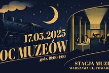 Grafika z datą 17 maja i napisem Noc muzeów godz. 19 - 1