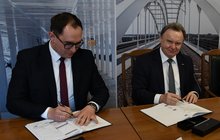 Podpisanie listu intencyjnego ws. przedłużenie tunelu na stacji Buk, na zdjęciu burmistrz Buku i prezes PLK fot. Rafał Wilgusiak PLK