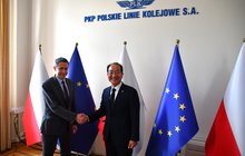Prezesi PLK SA i Kolei Południowokoreańskich na spotkaniu w siedzibie PKP Polskich Linii Kolejowych S.A. w Warszawie; fot. Martyn Janduła