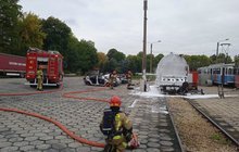 Ćwiczenia Straży Pożarnej na poligonie szkoleniowym. fot. Jędrzej Brożyniak