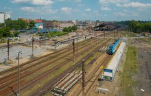 Stacja Bytom, widok z lotu ptaka na perony i prace budowlane w stacji, fot. Szymon Grochowski