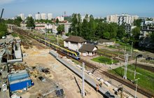 Stacja kolejowa Katowice Ligota w przebudowie, widok lotniczy na wykonywane prace, fot. Łukasz Hachuła