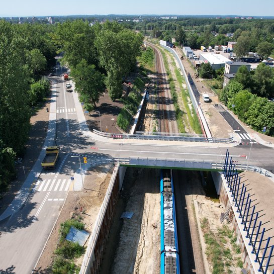 Widok z lotu ptaka na wiadukt drogowy ul. Dobrego Urobku w Katowicach fot. Kamil Stuczeń