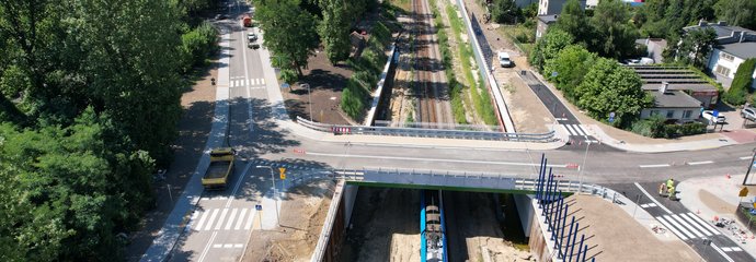 Widok z lotu ptaka na wiadukt drogowy ul. Dobrego Urobku w Katowicach fot. Kamil Stuczeń