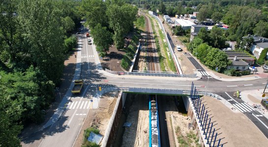Widok z lotu ptaka na wiadukt drogowy ul. Dobrego Urobku w Katowicach fot. Kamil Stuczeń