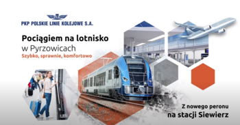 Kadr z filmu Pociągiem na lotnisko w Pyrzowicach z nowego peronu na stacji Siewierz