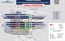 Schemat nowej numeracji peronów stacji Poznań Główny