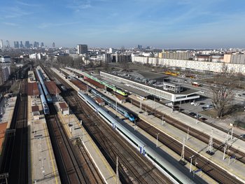 Widok z góry na stację Warszawa Wschodnia, fot. A.Lewandrowski, P.Mieszkowski