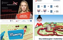 Kolaż grafik z grami i aplikacjami Bezpieczny Przejazd