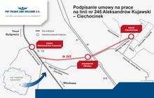 Mapa obrazująca prace na linii kolejowej 245 Aleksandrów Kujawski - Ciechocinek Małgorzata Przybysz