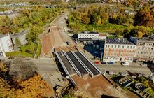 Budowany wiadukt nad ul. Katowicką w Świętochłowicach, nowa konstrukcja pod trzy tory, fot. Szymon Grochowski (1)
